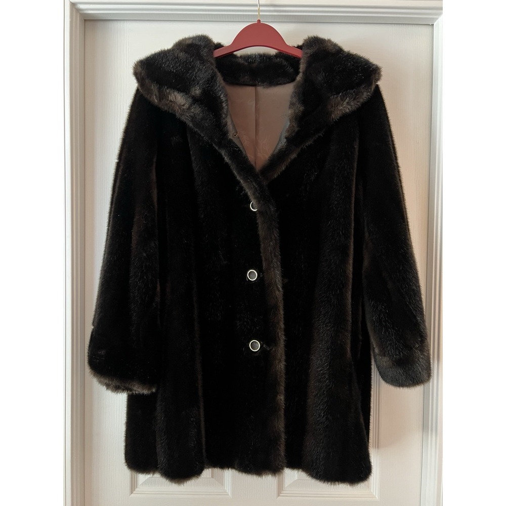 Vintage Tissavel Faux Fur Pant Coat M/L 70s Luxe Mob Wife Chocolate‎ Brown EUC
